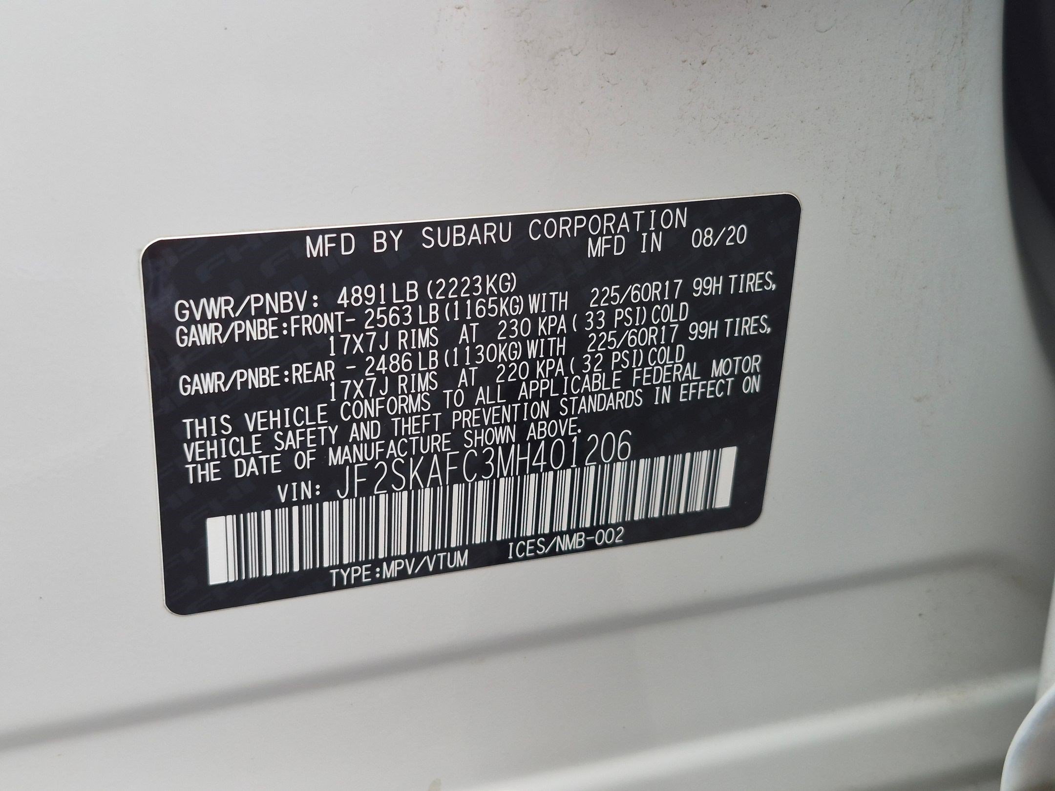Used 2021 Crystal White Pearl Subaru Premium image 31