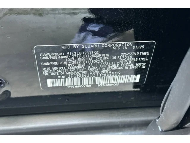 New 2026 CRYSTAL BLACK SILICA Subaru Touring XT image 52