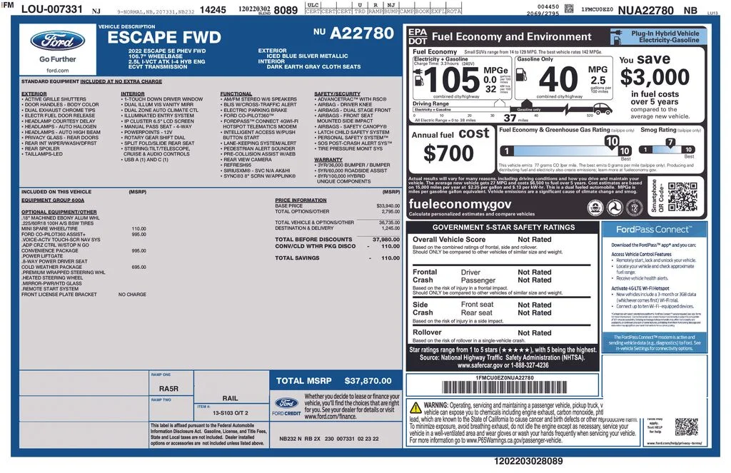 Used 2022 Blue Ford SE image 17