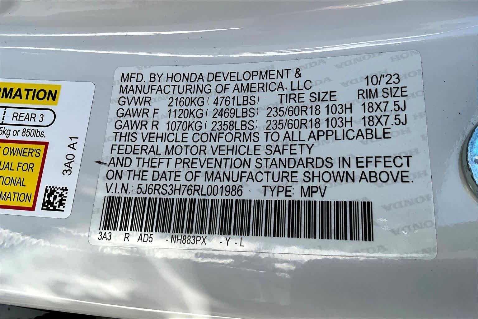 Used 2024 Platinum White Pearl Honda EX-L image 36