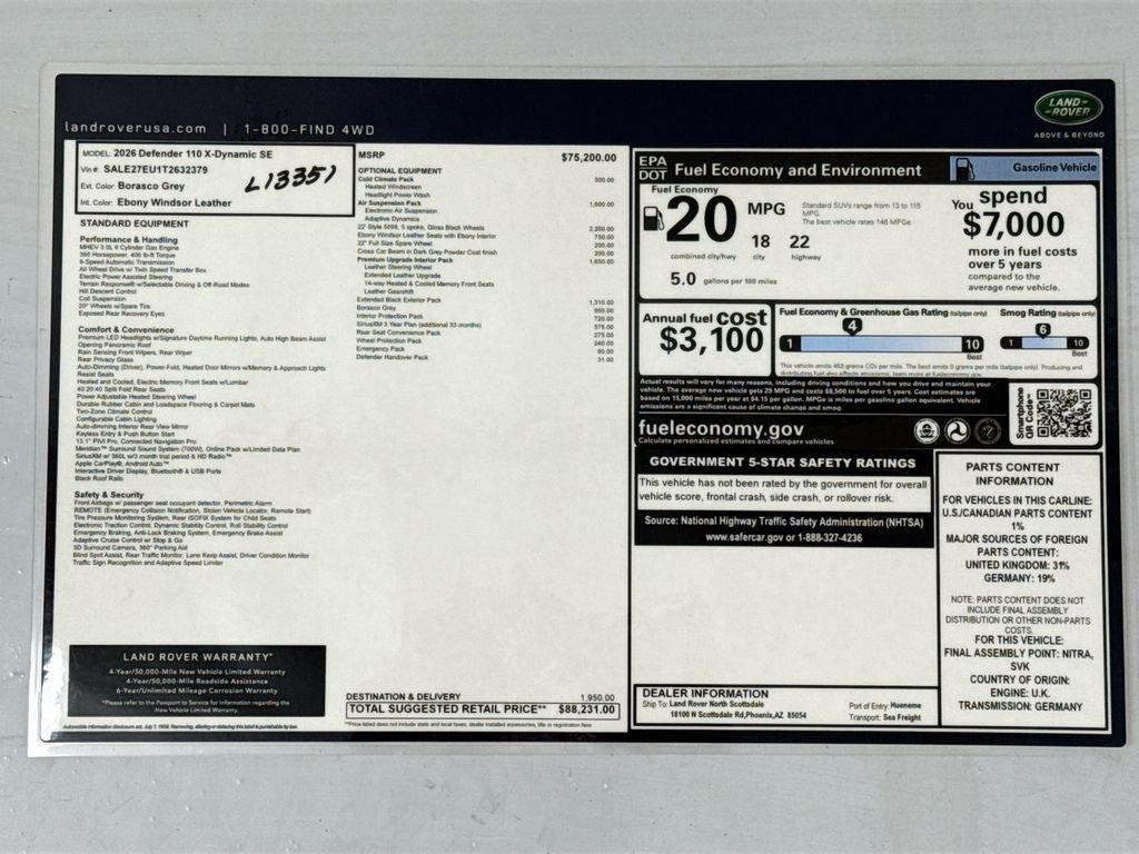 New 2026 Borasco Grey Land Rover X-Dynamic SE image 9