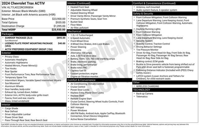 Used 2024 Mosaic Black Metallic Chevrolet ACTIV image 8
