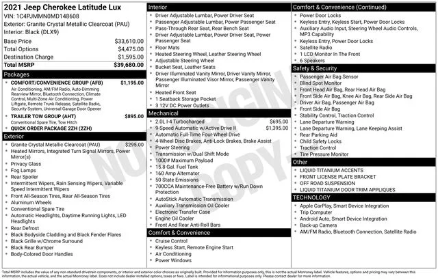 Used 2021 Gray Jeep Latitude Lux image 27
