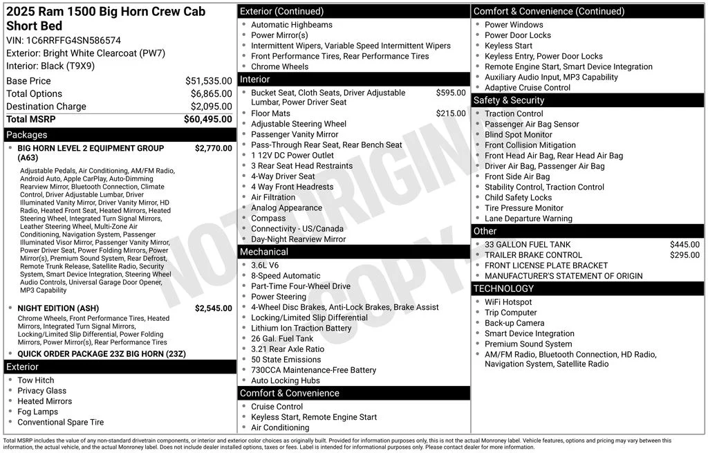 Used 2025 RAM Ram 1500 Pickup Big Horn/Lone Star with VIN 1C6RRFFG4SN586574 for sale in Elk River, Minnesota