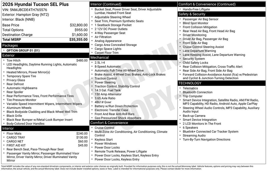 New 2026 Gray Hyundai SEL Plus image 3