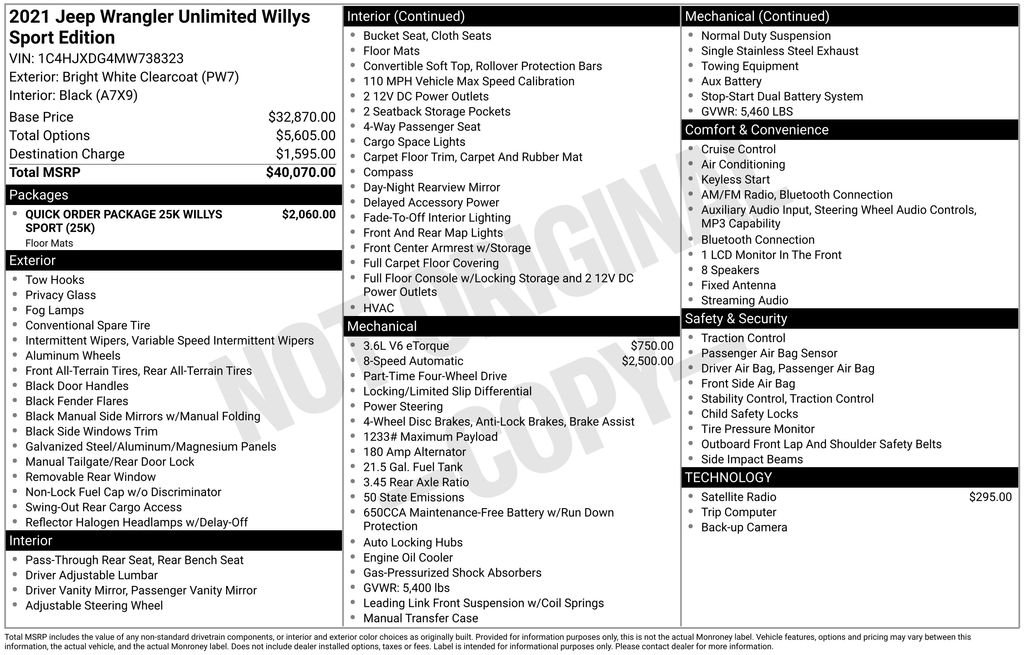 Used 2021 Bright White Clearcoat Jeep Unlimited Willys image 38