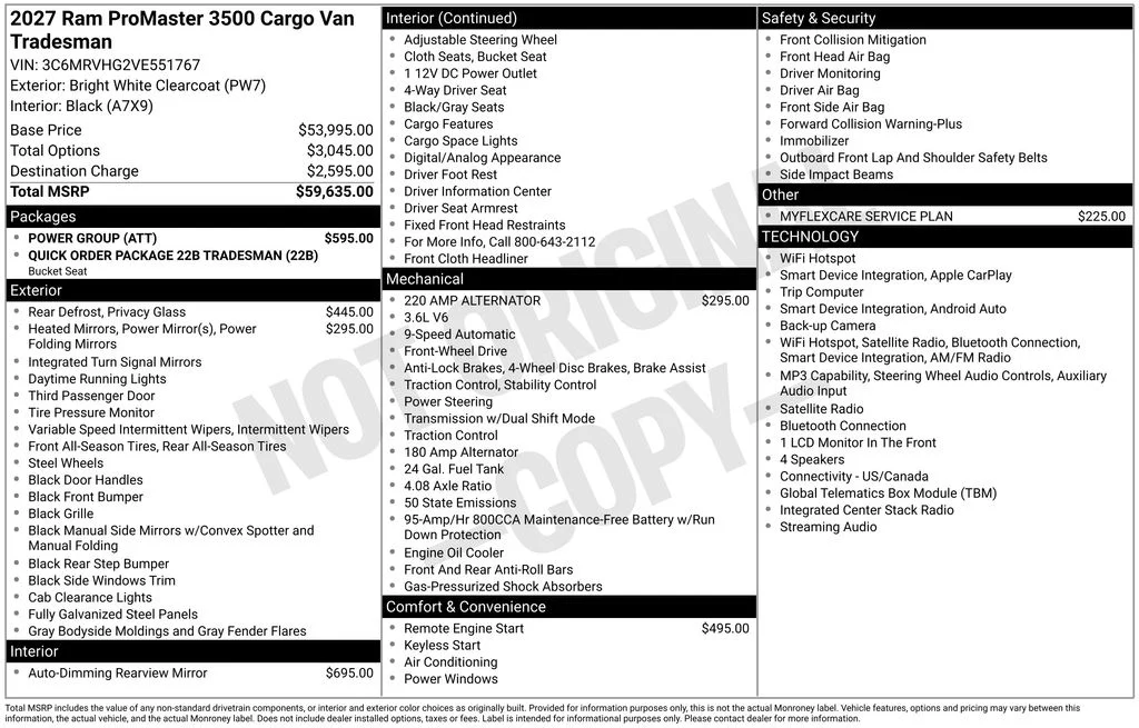 New 2027 Bright White Clearcoat RAM High Roof image 2
