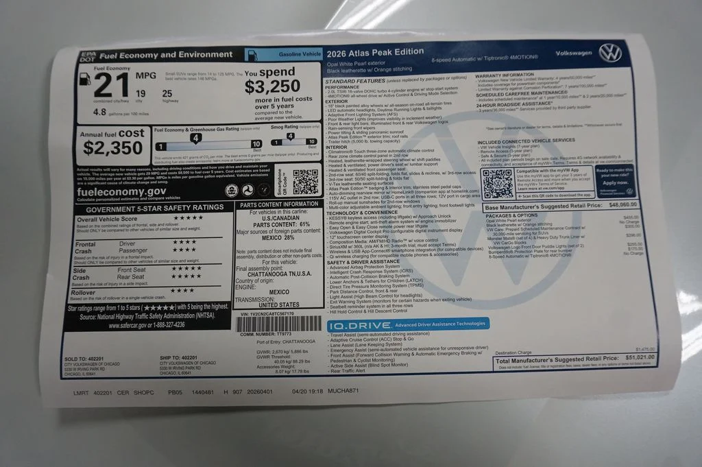 New 2026 Opal White Volkswagen 2.0T Peak Edition image 39