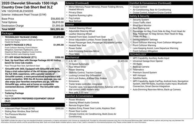 Used 2020 Iridescent Pearl Tricoat Chevrolet High Country image 38