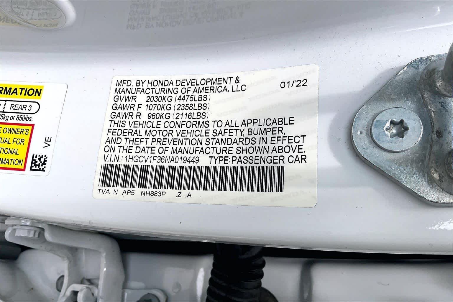 Used 2022 Platinum White Pearl Honda Sport image 34