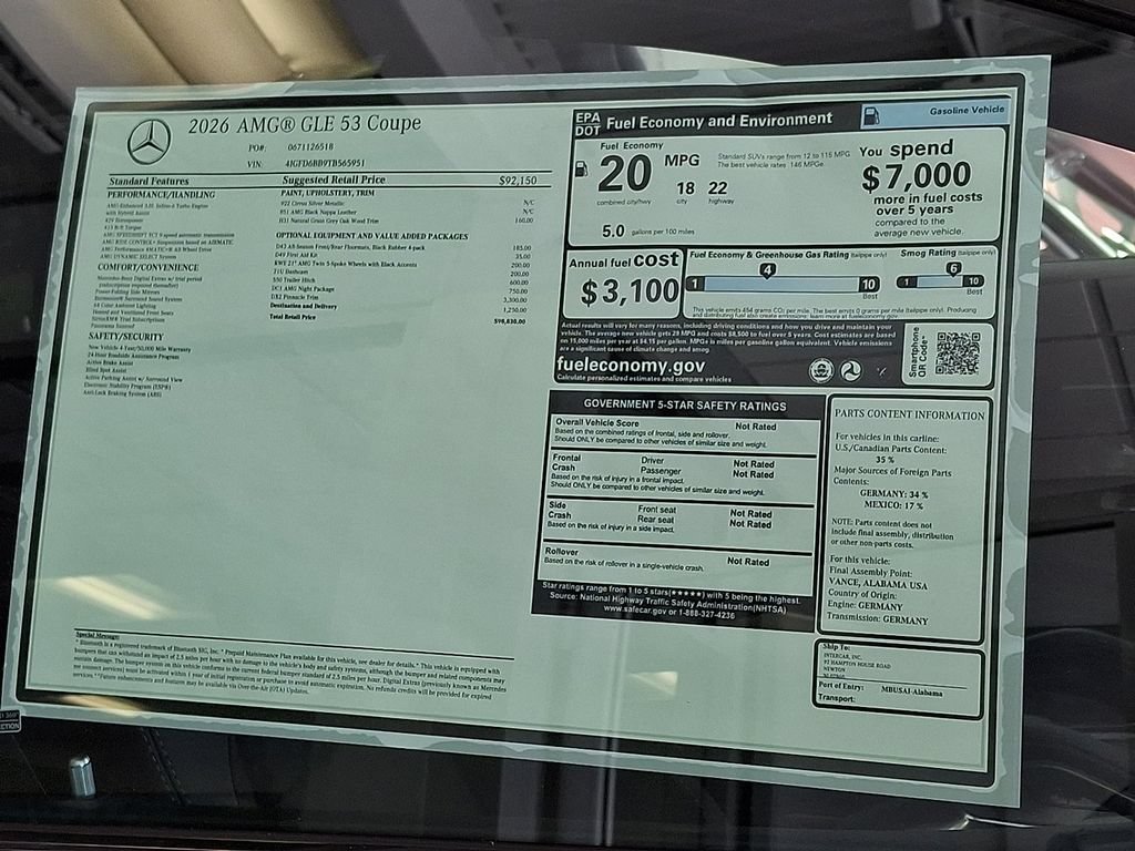 New 2026 Cirrus Silver Metallic Mercedes-Benz GLE 53 AMG® image 58