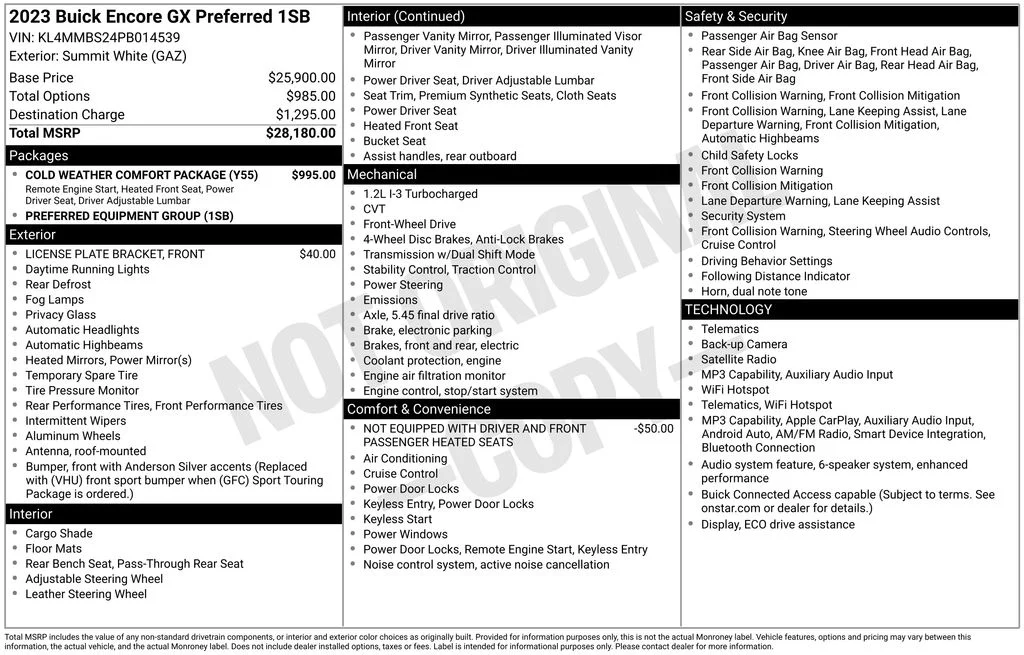 Used 2023 White Buick Preferred image 17