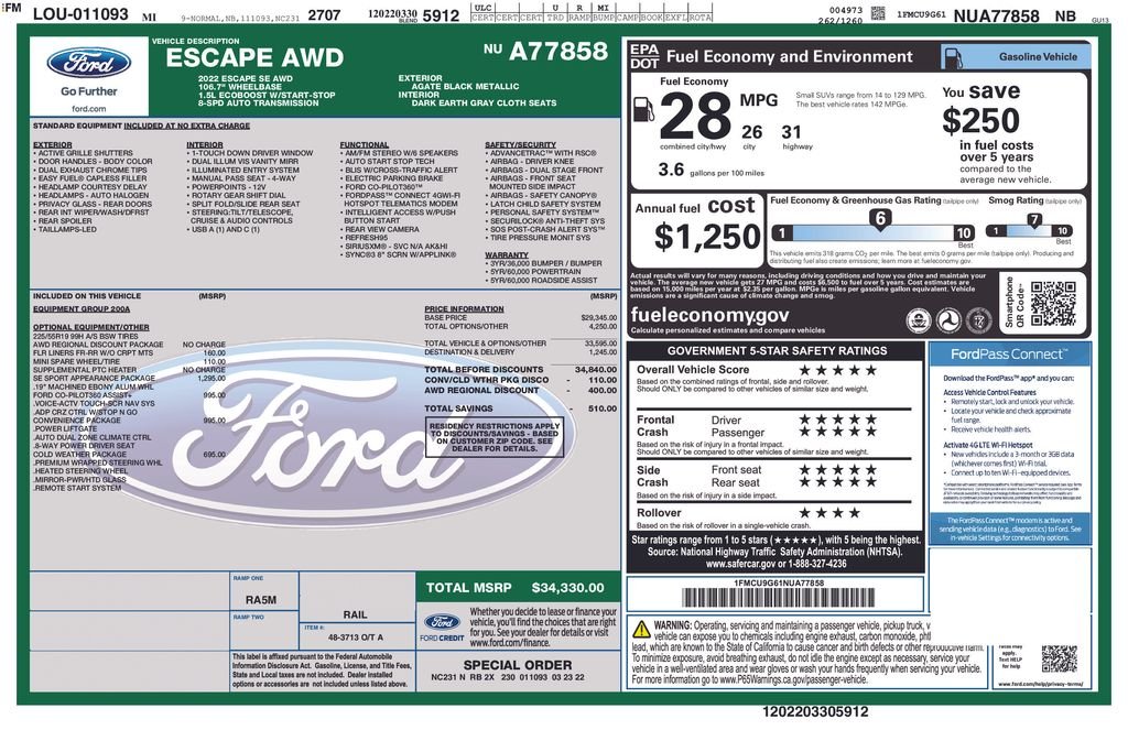 Used 2022 Agate Black Metallic Ford SE image 10