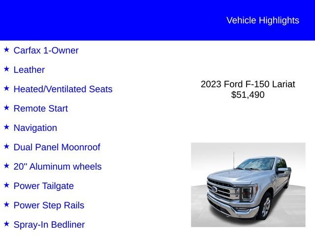 Used 2023 Iconic Silver Metallic Ford Lariat image 2