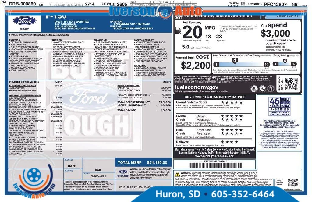 Used 2023 Carbonized Gray Ford LARIAT image 3