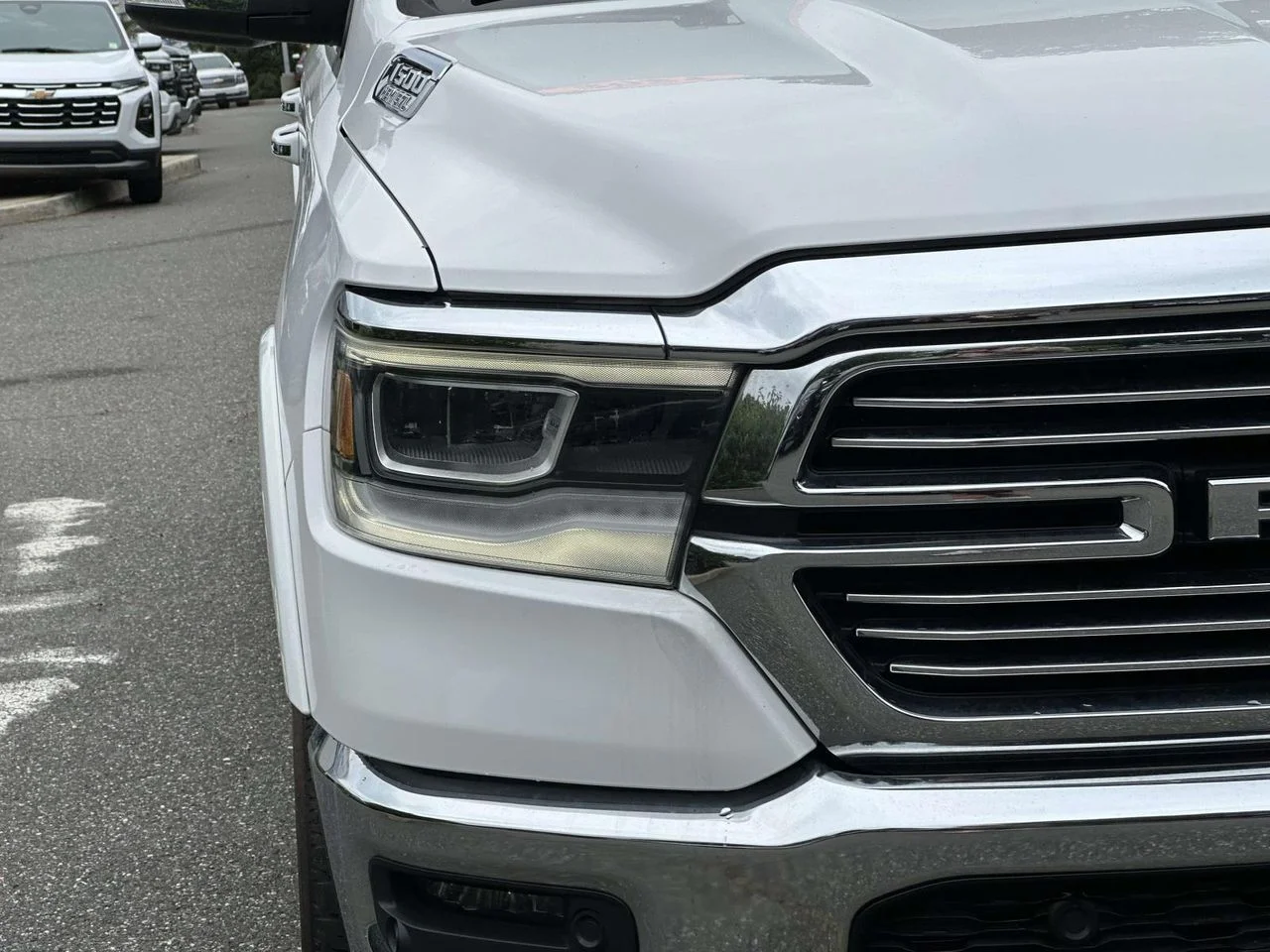 Used 2021 Bright White Clearcoat RAM Laramie Crew Cab 4x4 57