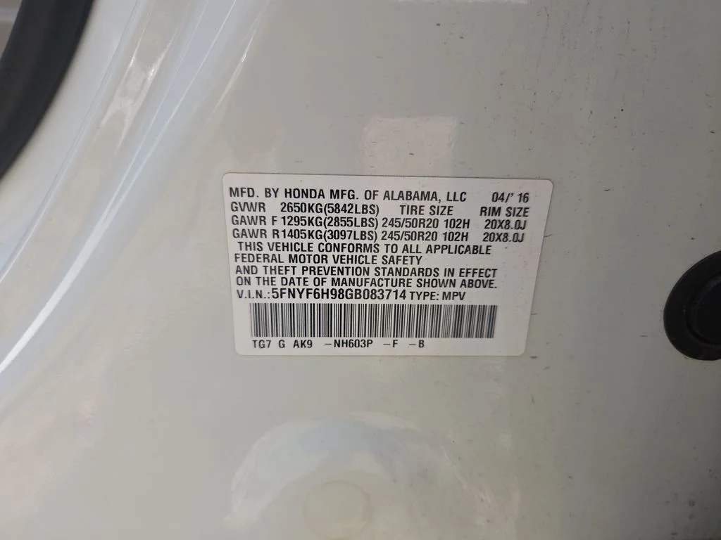 Used 2016 White Honda Touring image 53