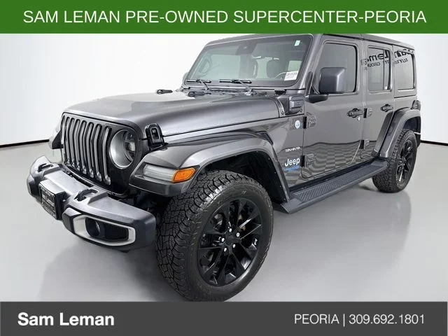 Used 2021 Gray Jeep Unlimited Sahara 4xe image 3