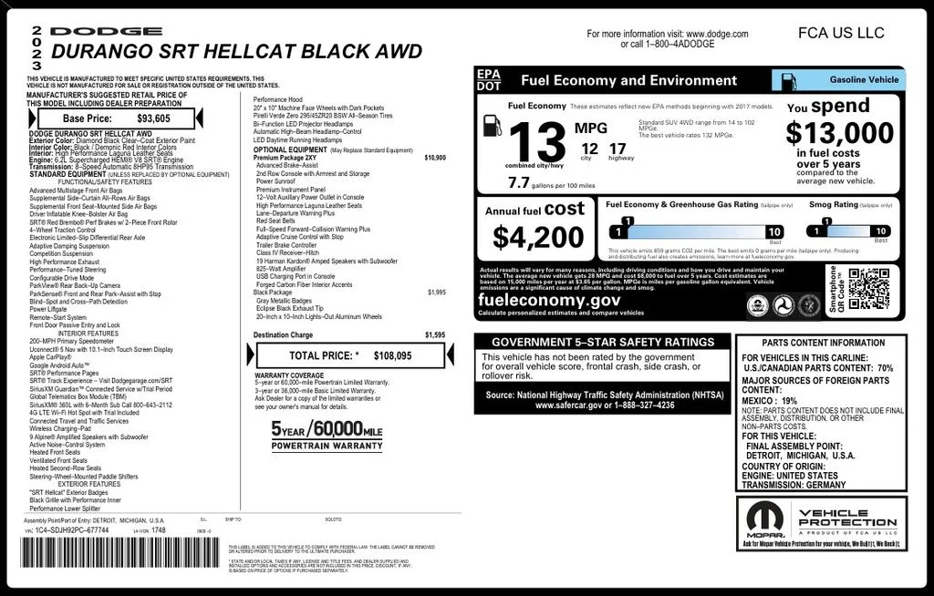 2023 Dodge Durango SRT Hellcat Premium