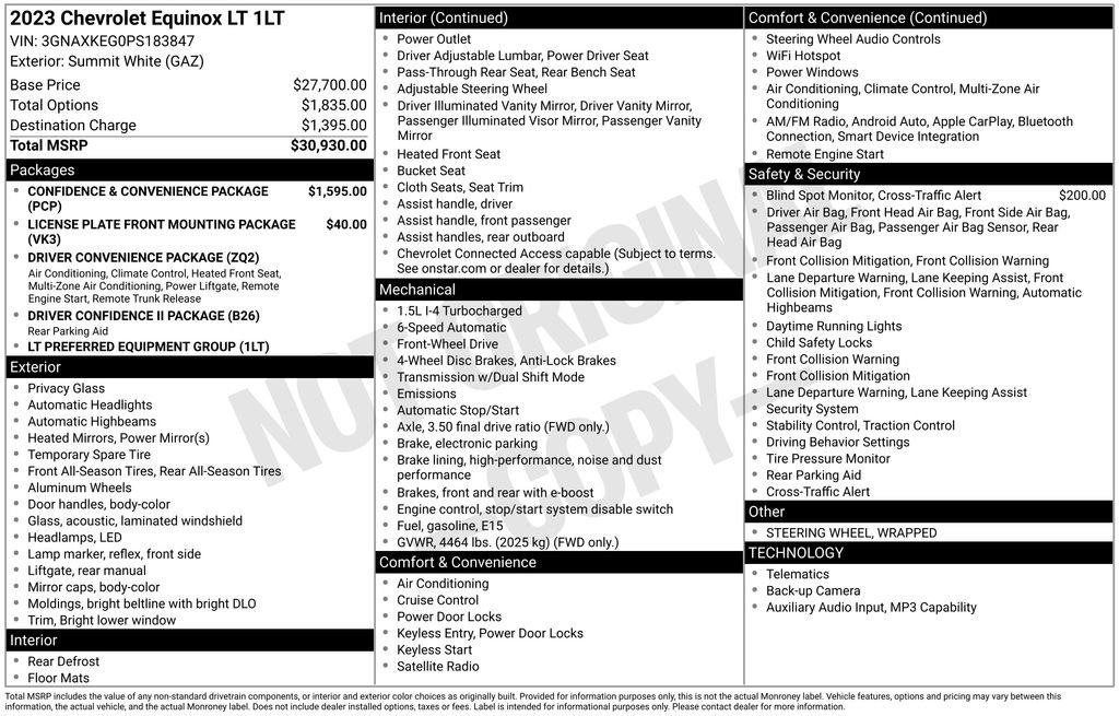 Used 2023 White Chevrolet LT image 6