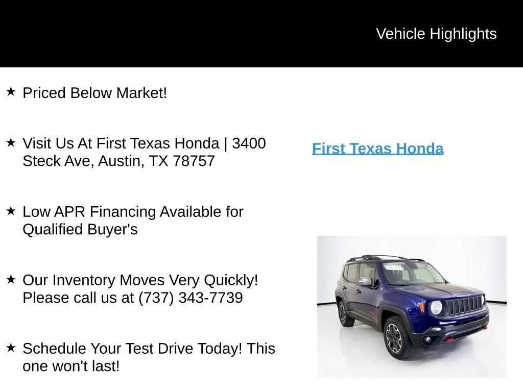Used 2016 Jetset Blue Jeep Trailhawk image 10