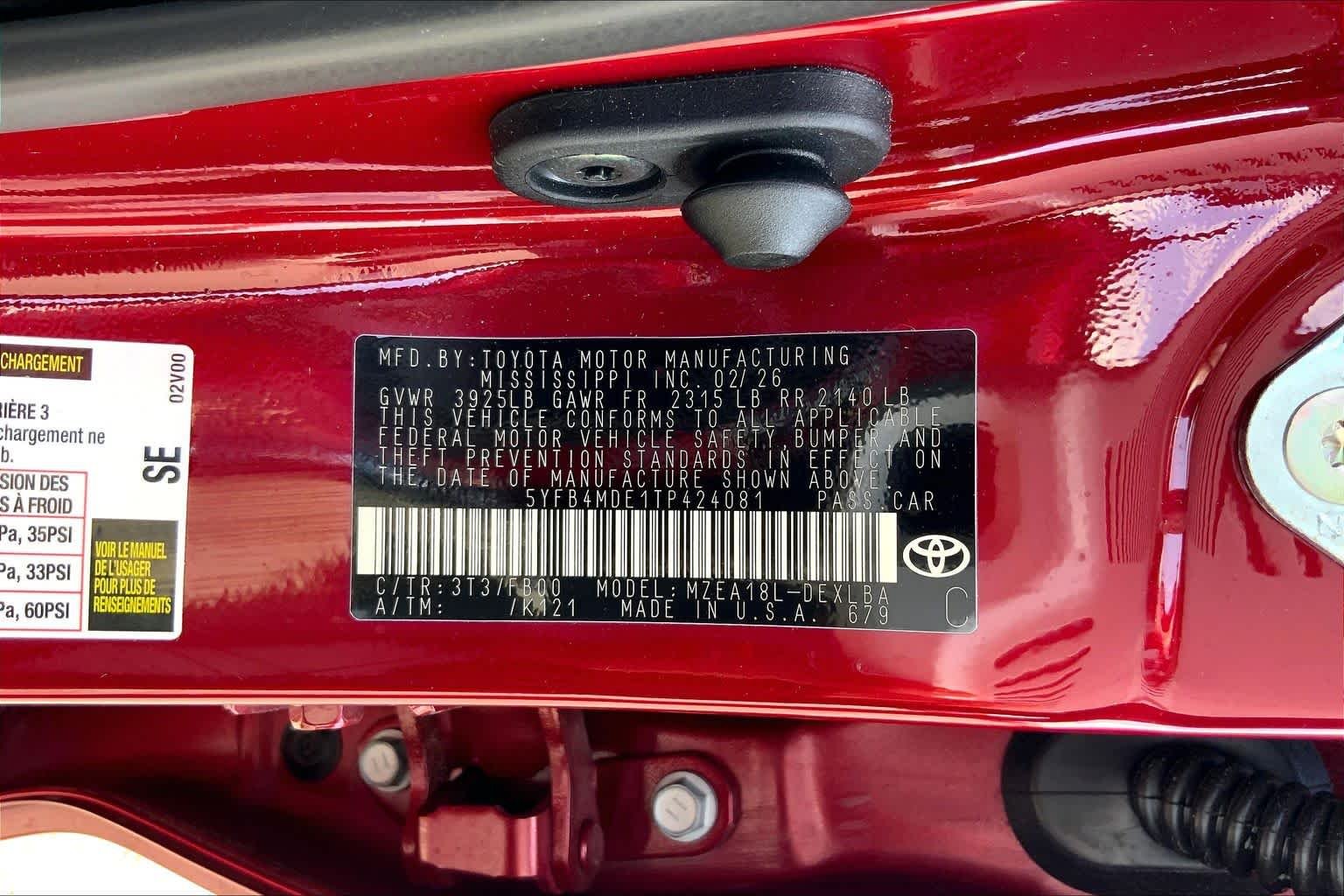 Used 2026 Ruby Flare Pearl Toyota LE image 36
