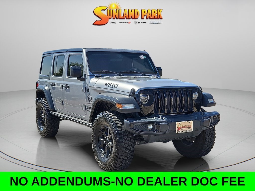 Used 2021 Billet Silver Metallic Clearcoat Jeep Unlimited Willys image 1