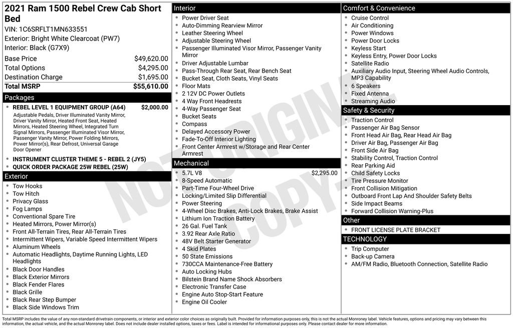 Used 2021 Bright White Clearcoat Ram Rebel image 53