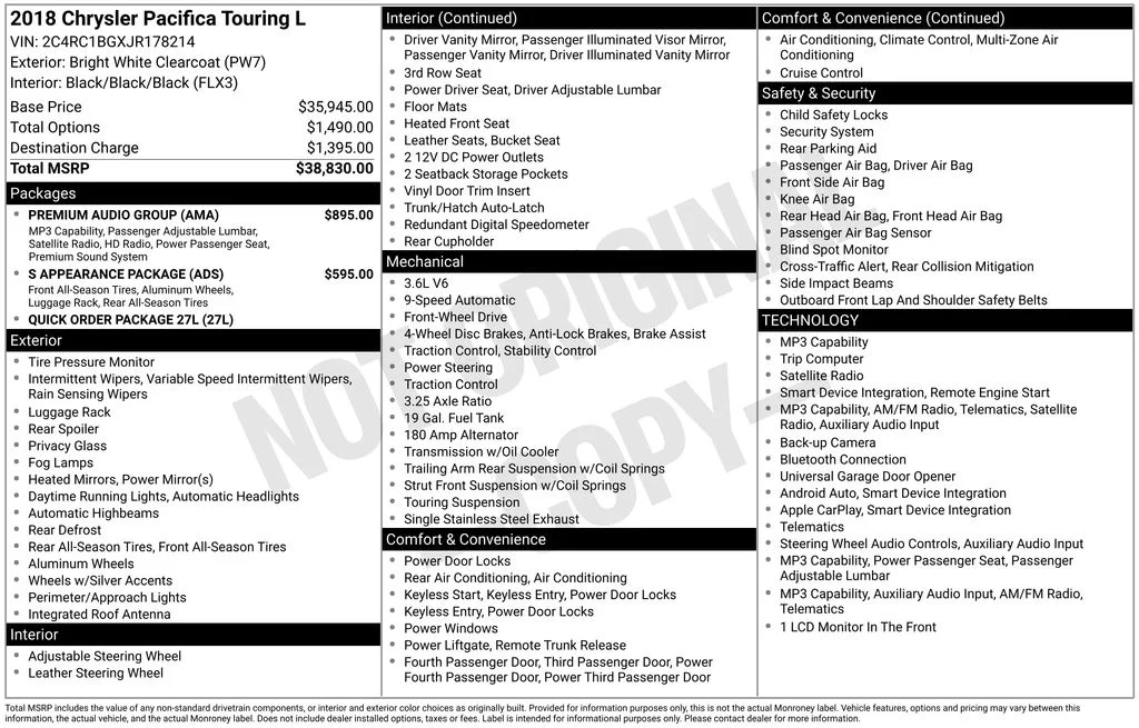 Used 2018 White Chrysler Touring L image 2