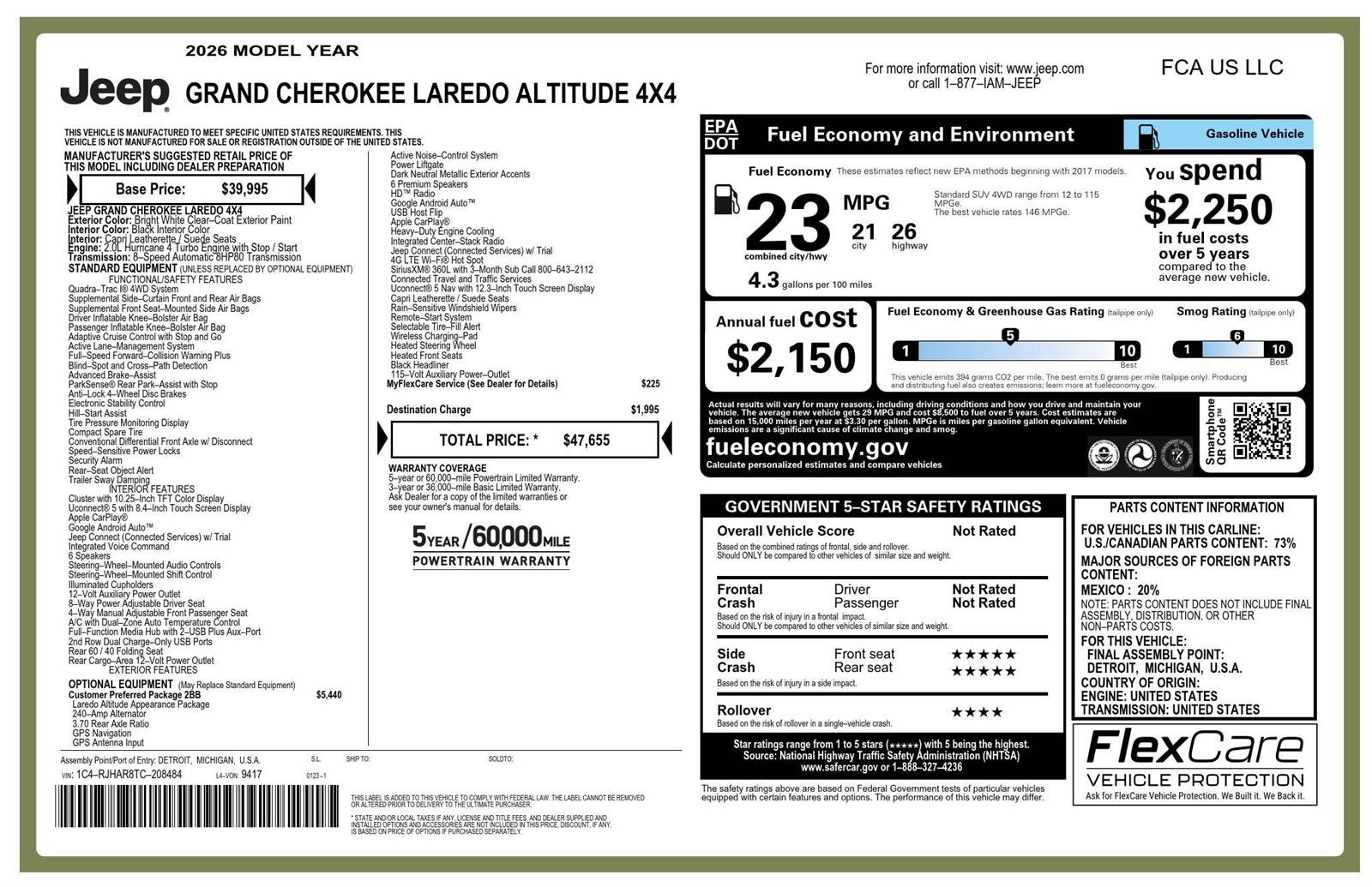 Used 2026 Bright White Clearcoat Jeep Laredo Altitude image 29