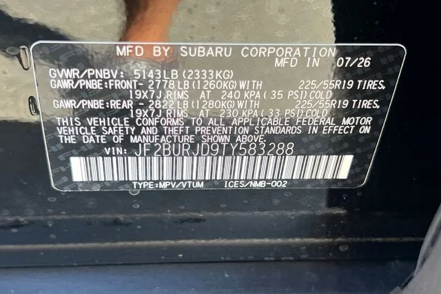 New 2026 CRYSTAL BLACK SILICA Subaru Touring XT image 24