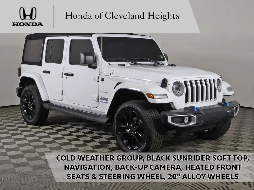 Used 2022 Bright White Clearcoat Jeep Unlimited Sahara 4xe image 1