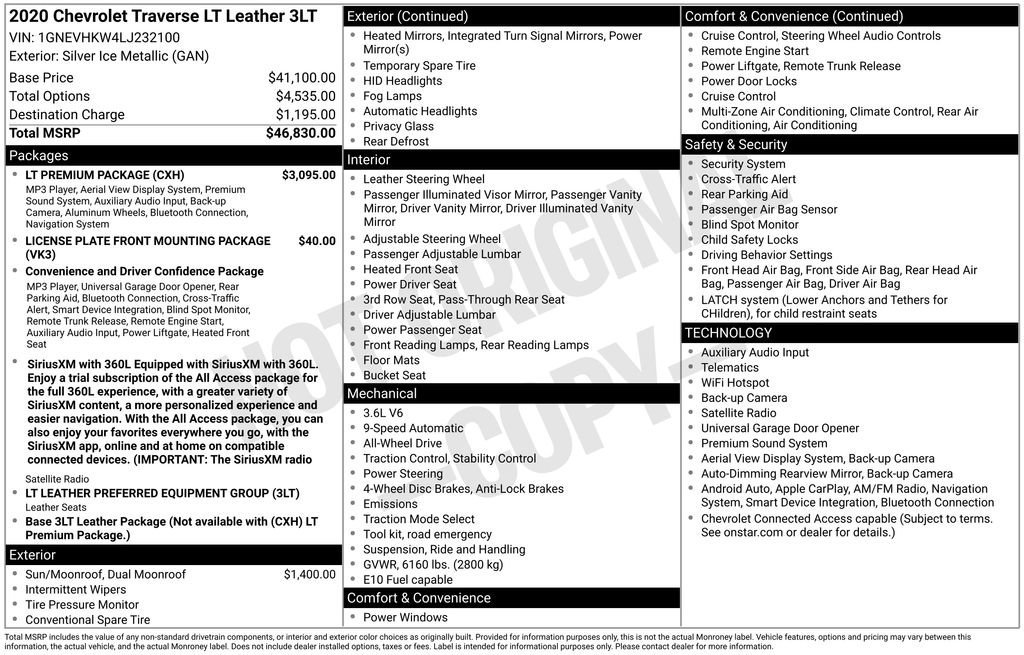 Used 2020 SILVER ICE METALLIC Chevrolet LT Leather image 2
