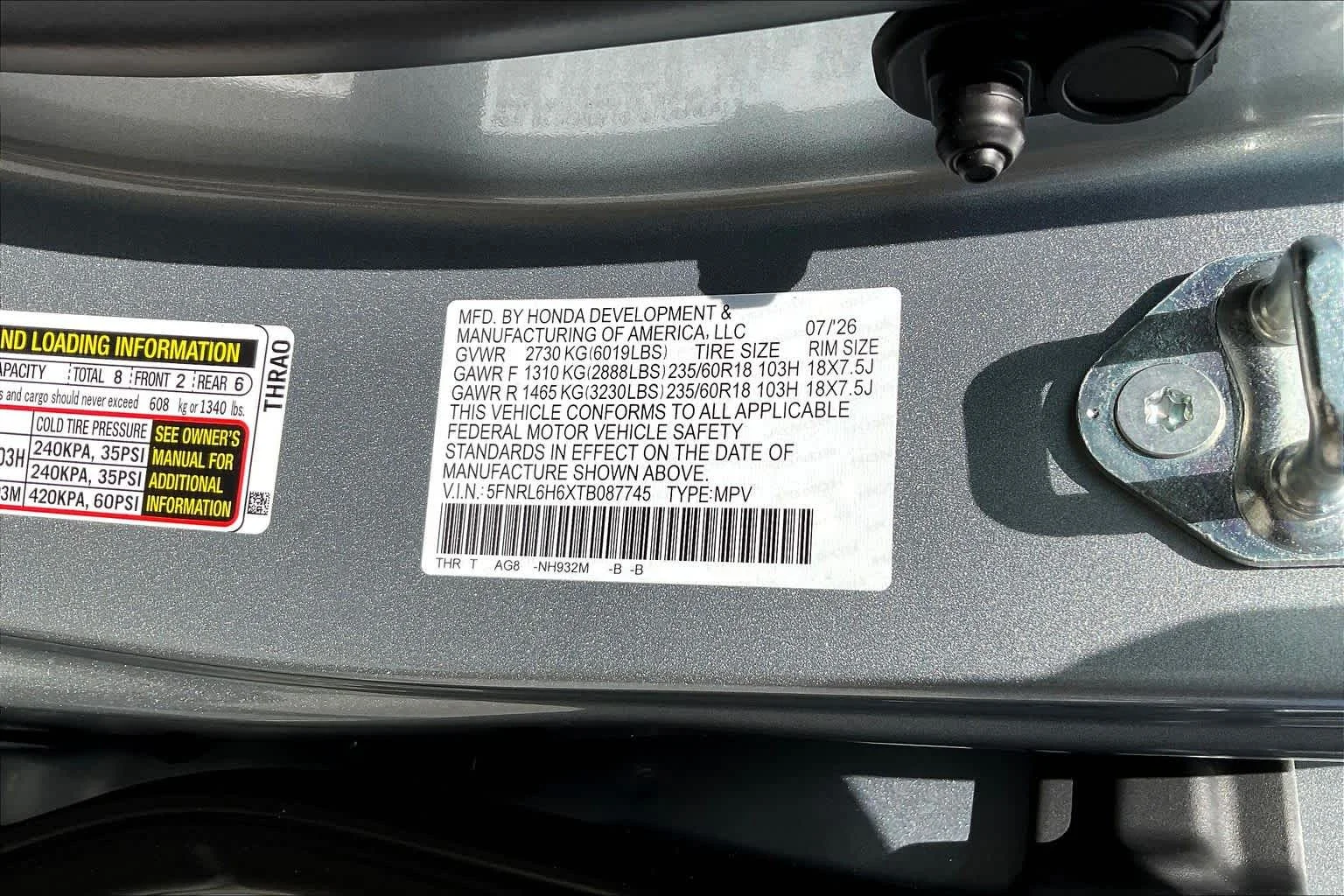 New 2026 Solar Silver Metallic Honda EX-L image 19