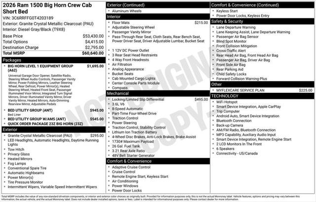 New 2026 Granite Crystal Metallic Clearcoat RAM BIG HORN image 20