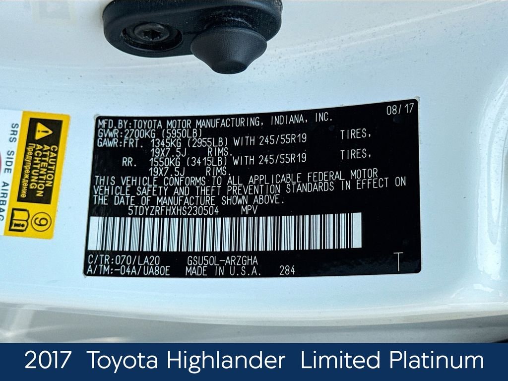 Used 2017 White Toyota Limited Platinum image 21