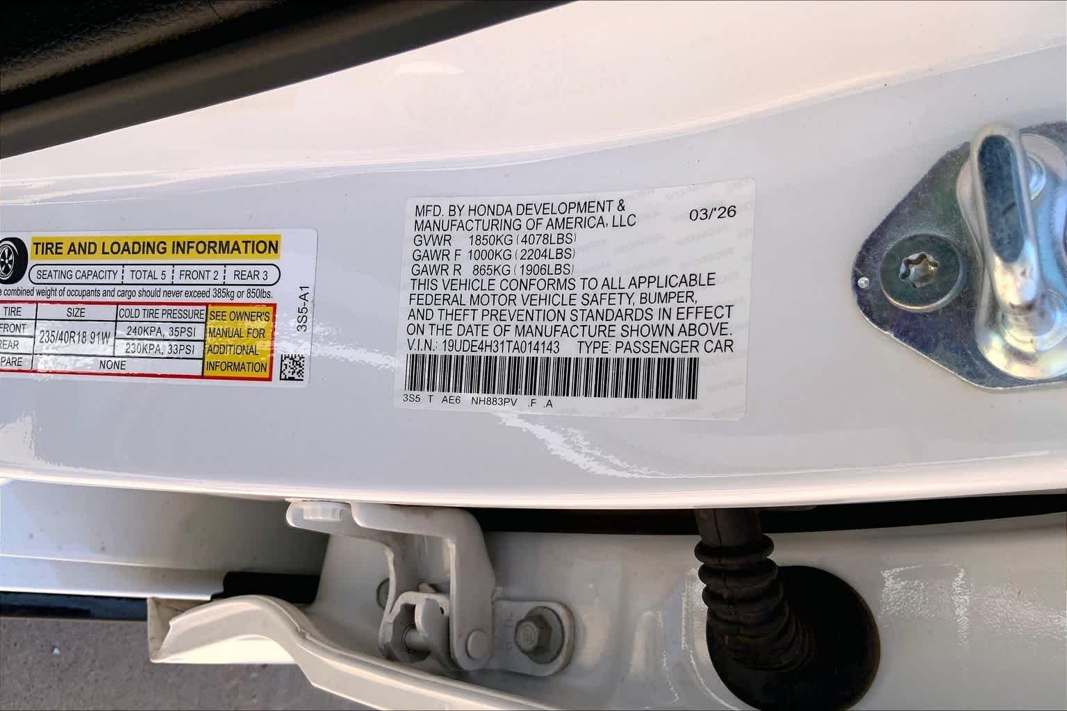 Used 2026 Platinum White Pearl Acura w/A-Spec Package image 33