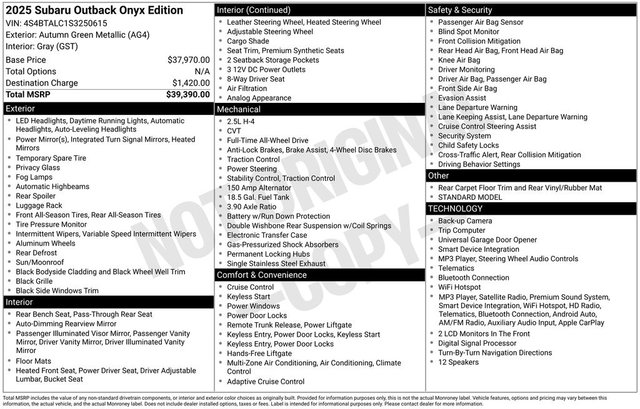 2025 Subaru Outback Onyx Edition