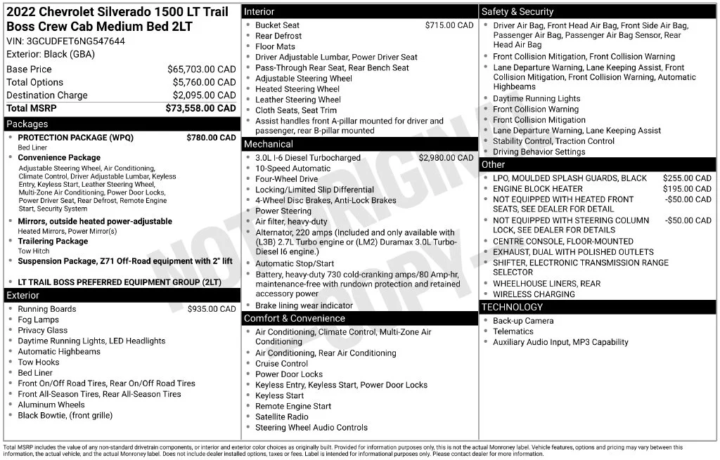 Used 2022 Black Chevrolet LT Trail Boss image 3