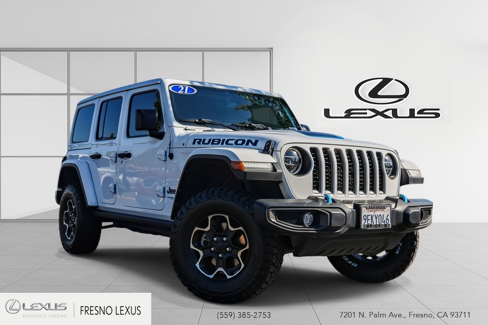 Used 2021 White Jeep Unlimited Rubicon 4xe image 1