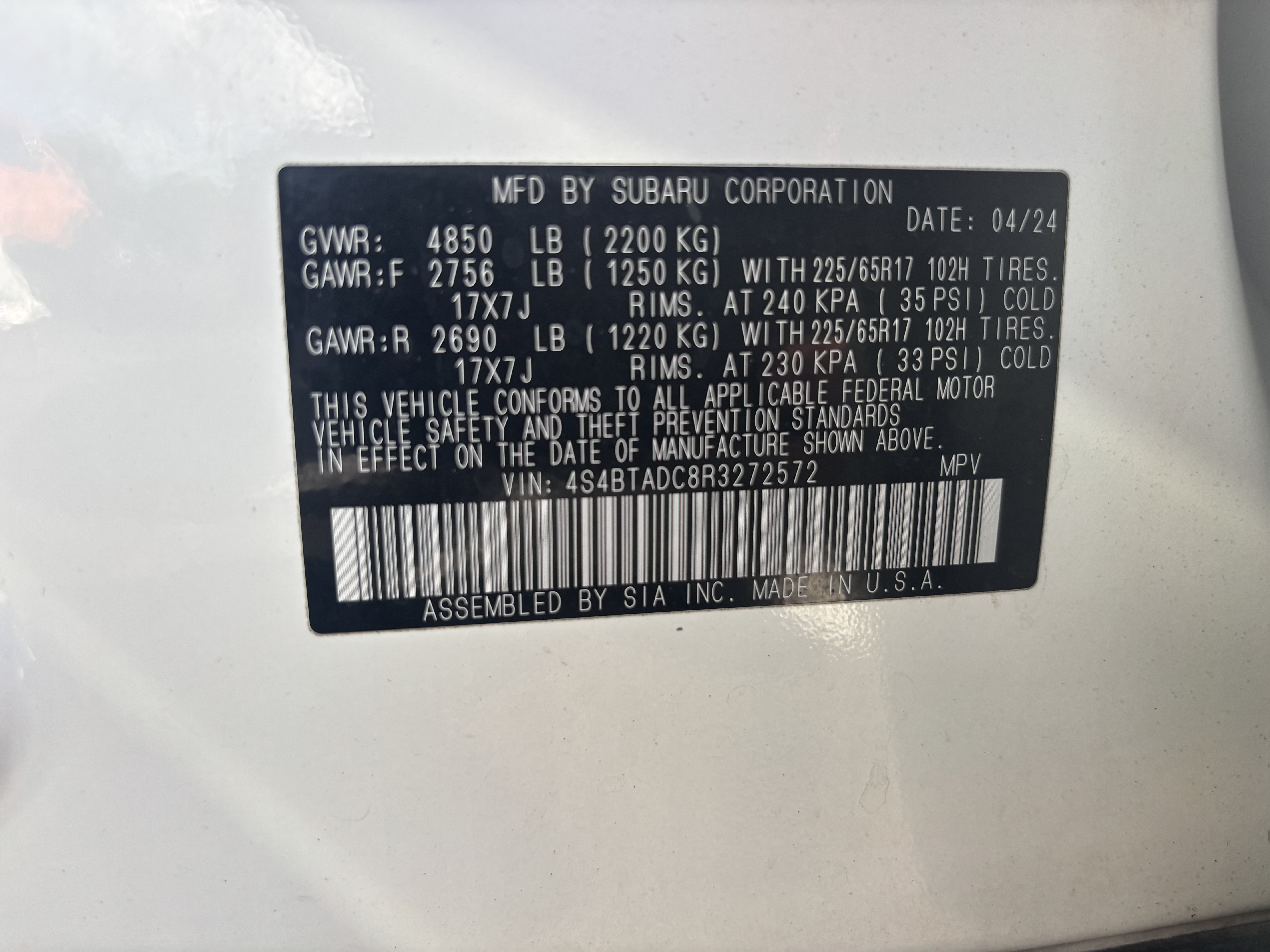 Used 2024 Crystal White Pearl Subaru Premium image 25