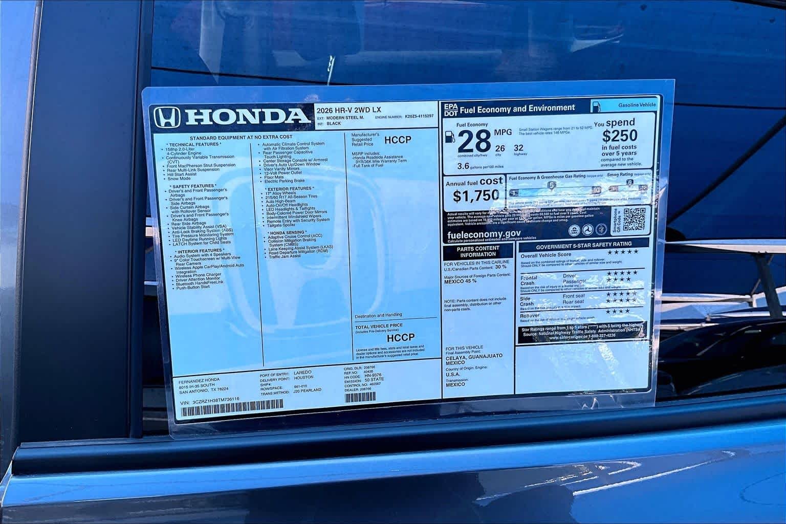 Certified Used 2026 Modern Steel Metallic Honda LX image 18