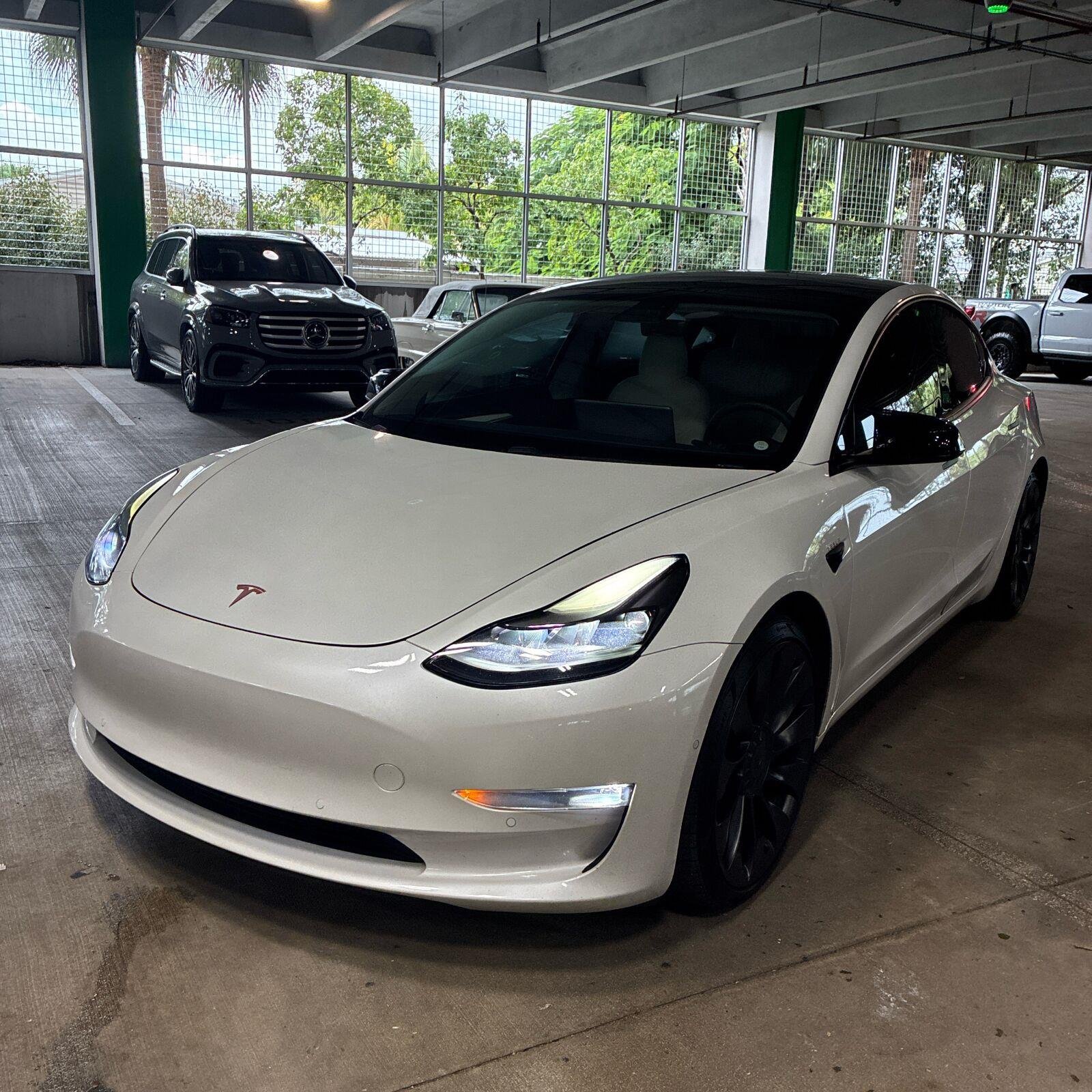Used 2021 Pearl White Multi-Coat Tesla Performance image 1