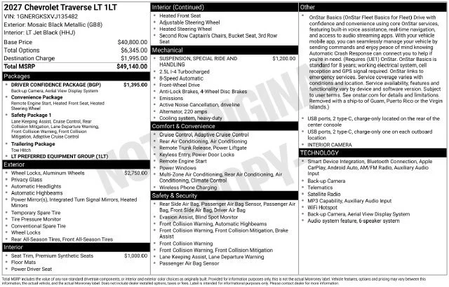 New 2027 Mosaic Black Metallic Chevrolet LT image 37