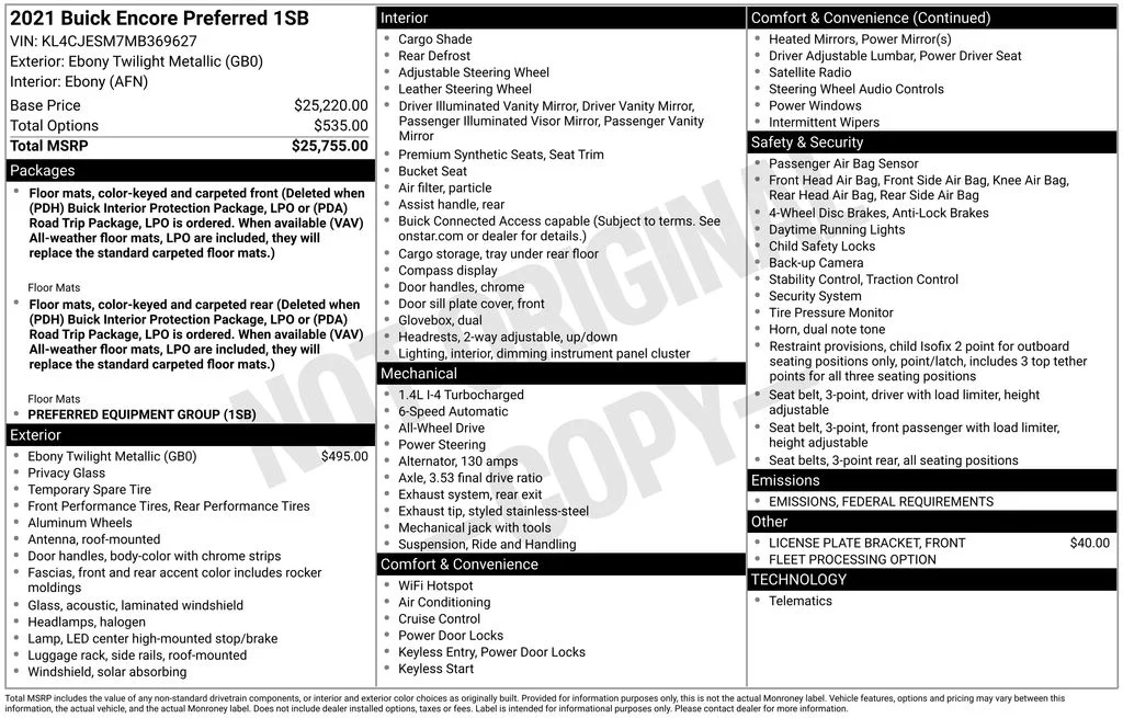 Used 2021 Black Buick Preferred image 16