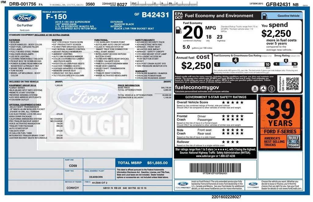 Used 2016 Shadow Black Ford Lariat image 27
