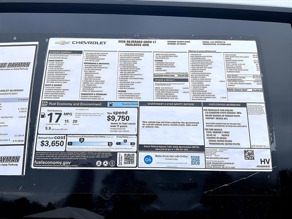 New 2026 Chevrolet Silverado 1500 LT Trail Boss 4D Crew Cab