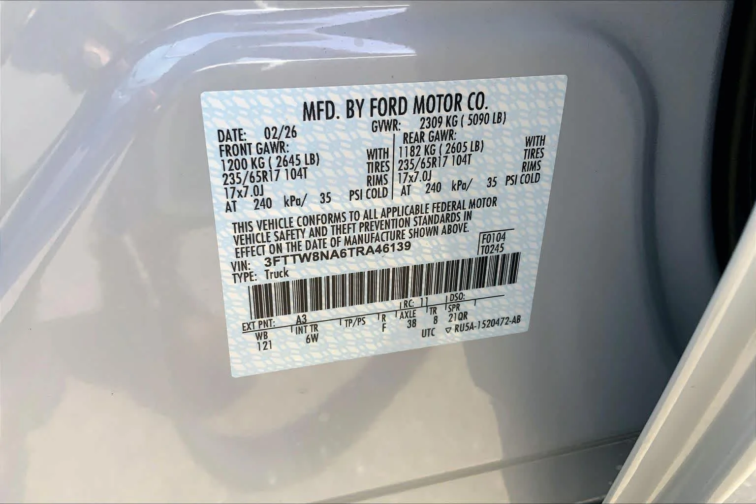 New 2026 Space White Metallic Ford Tremor image 12