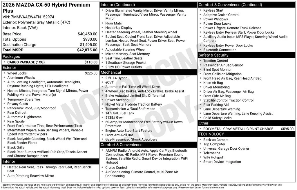 New 2026 Polymetal Gray Metallic Mazda Premium Plus image 6