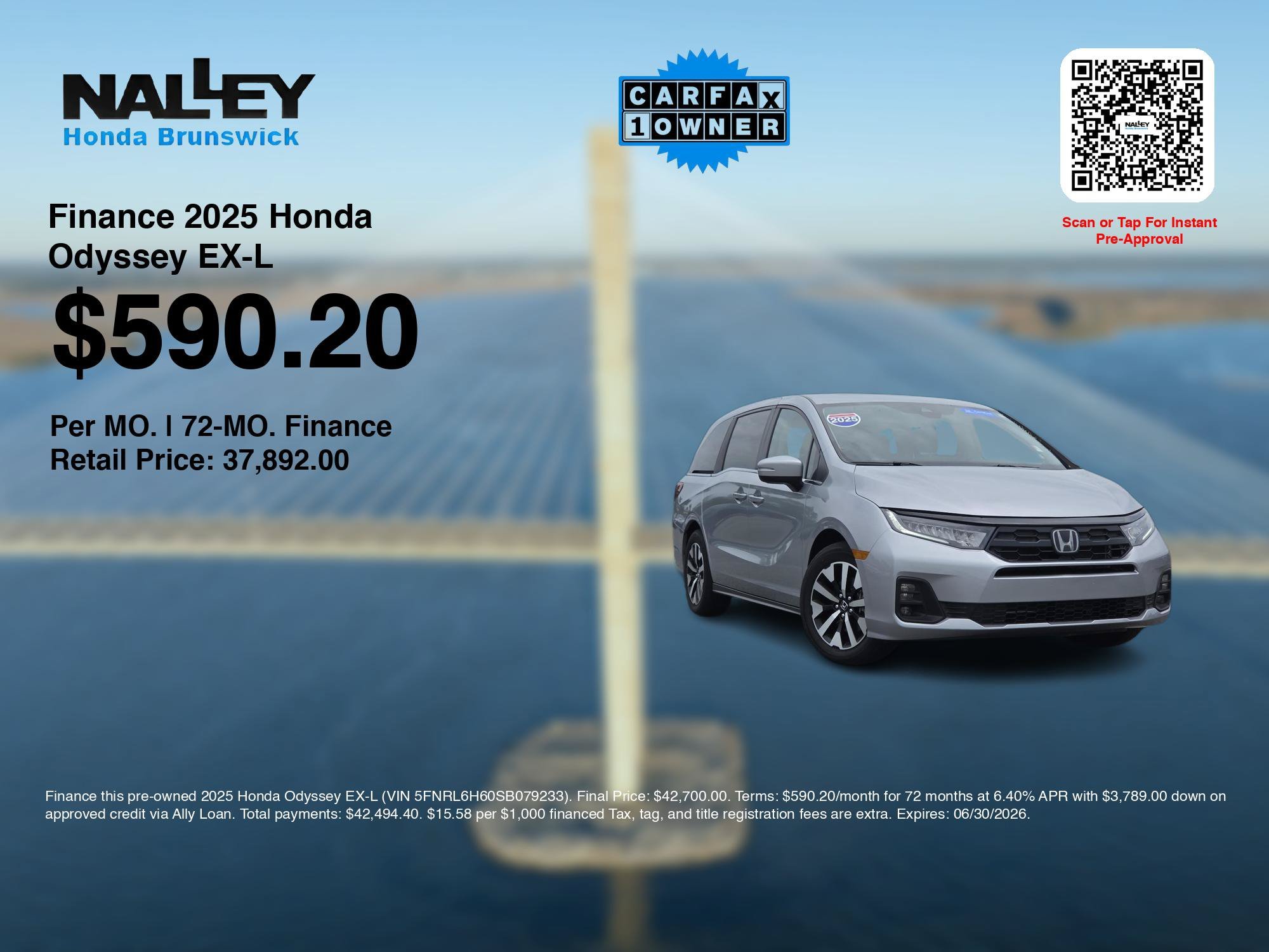 Used 2025 Solar Silver Metallic Honda EX-L image 3
